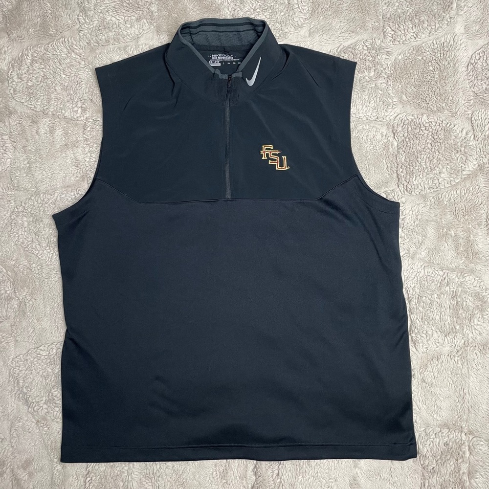 Nike Golf FSU Seminoles Dri-FIT Tour Performance QuarterZip Vest Black Mens XXL
